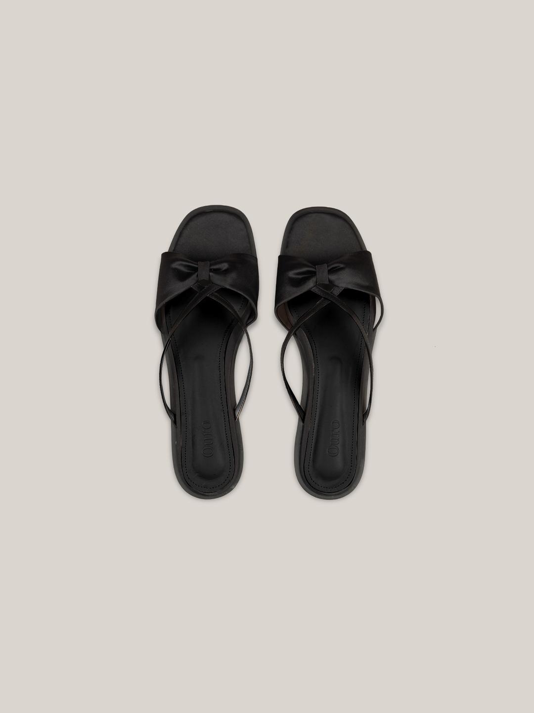 RIBBON SATIN FLIP FLOP [ BLACK ]