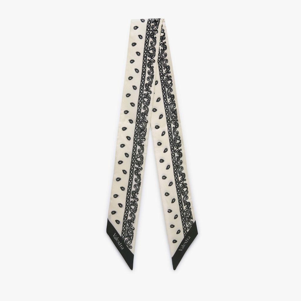 Silk band Paisley - Pergamena White/Black