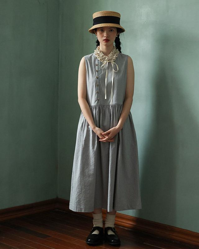 DOUWU 스트라이프 레트로 원피스 (블루)