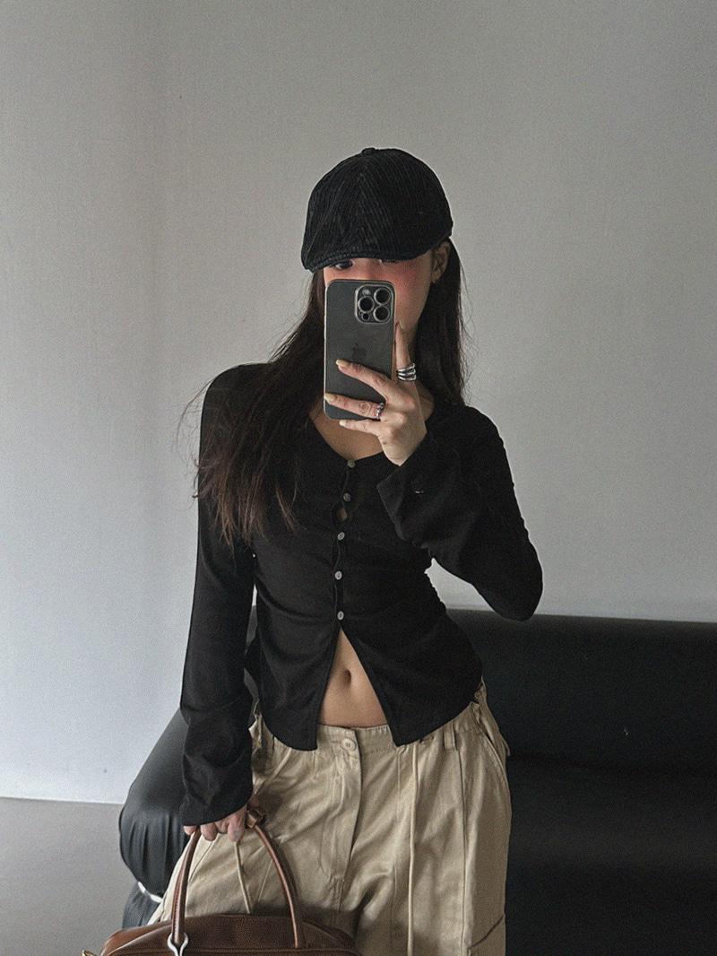 셔링버튼가디건-cd