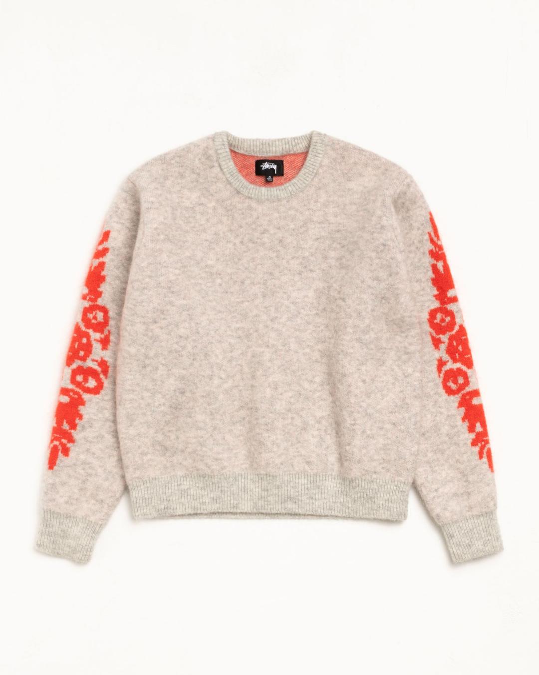 MOHAIR FLOWER SWEATER - Grey Heather / S