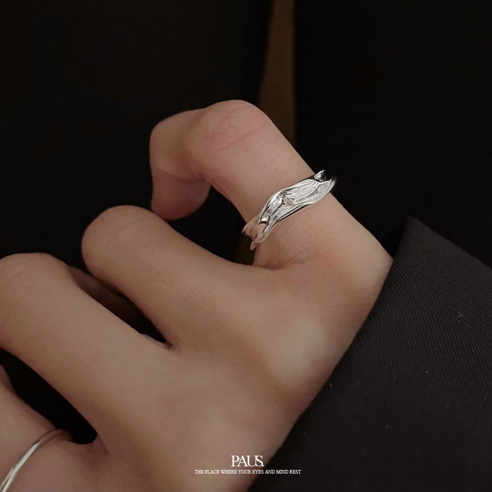 Paus.실버 925 러프 웨이브 애끼 반지