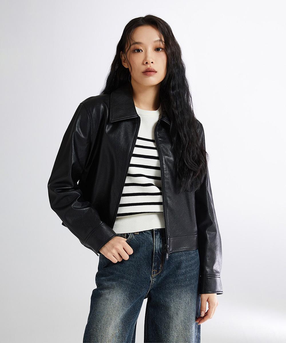 [인플루언서 PICK] 레더라이크 집업 점퍼_SPJLE12W04