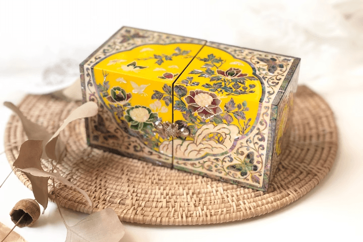 프리지아 노랑 자개보석함 ﻿﻿﻿화장대정리 나전칠기보석함