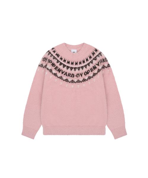 NORDIC LOGO HAIRY KNIT - PINK