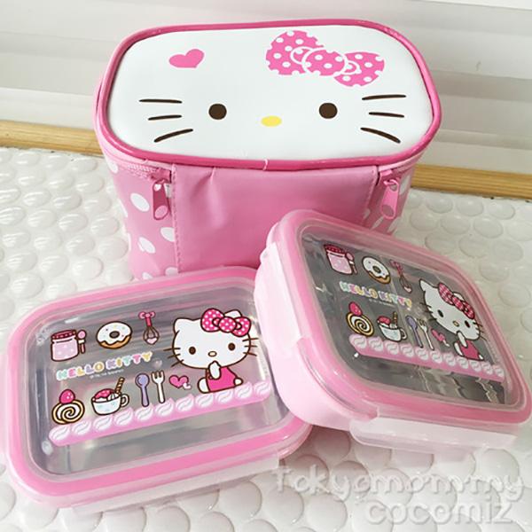 헬로키티 이중락 스텐가방 2단 도시락통 가방세트 초등학교 아이 소풍 도시락 싸기 준비