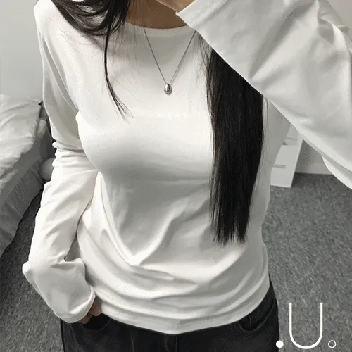 (1+1💖/체형보정/기본템!) 라운드넥 모달 긴팔티 롱슬리브 가을옷 무지 꾸안꾸 이너티