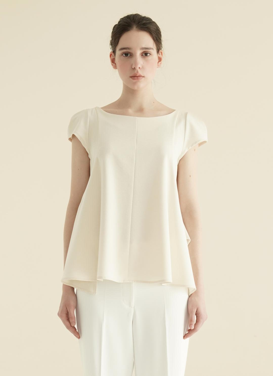 (7차 리오더) boat neck overlap blouse cream (8/27 순차배송)