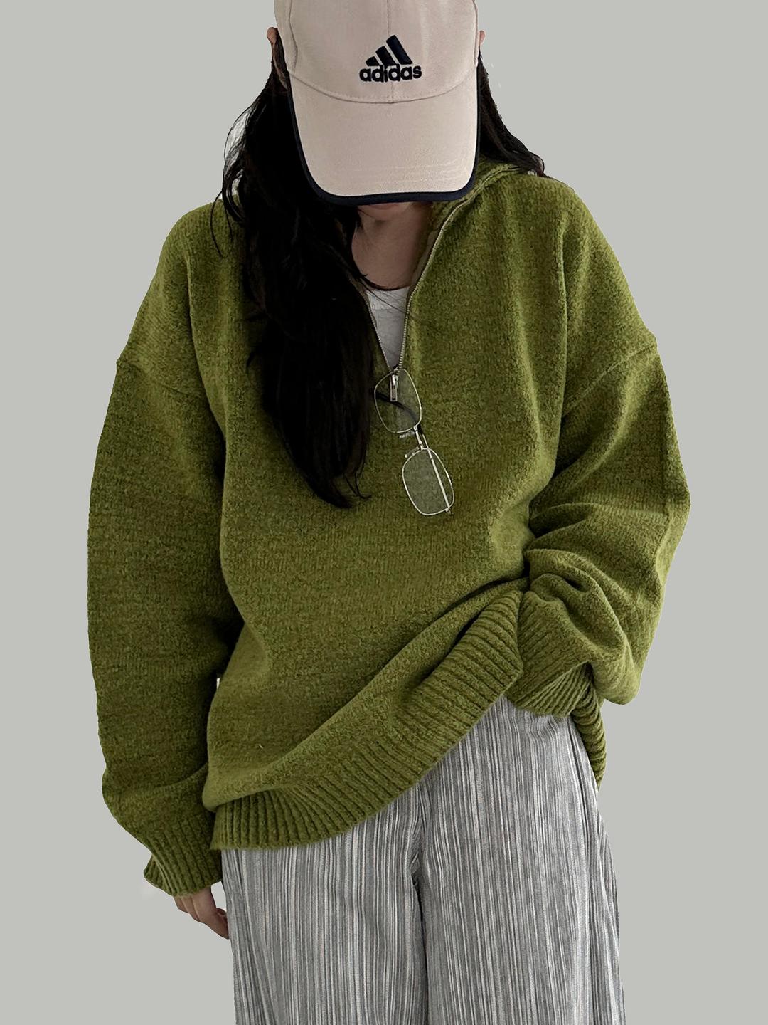 오버핏 반집업 니트 (6color)