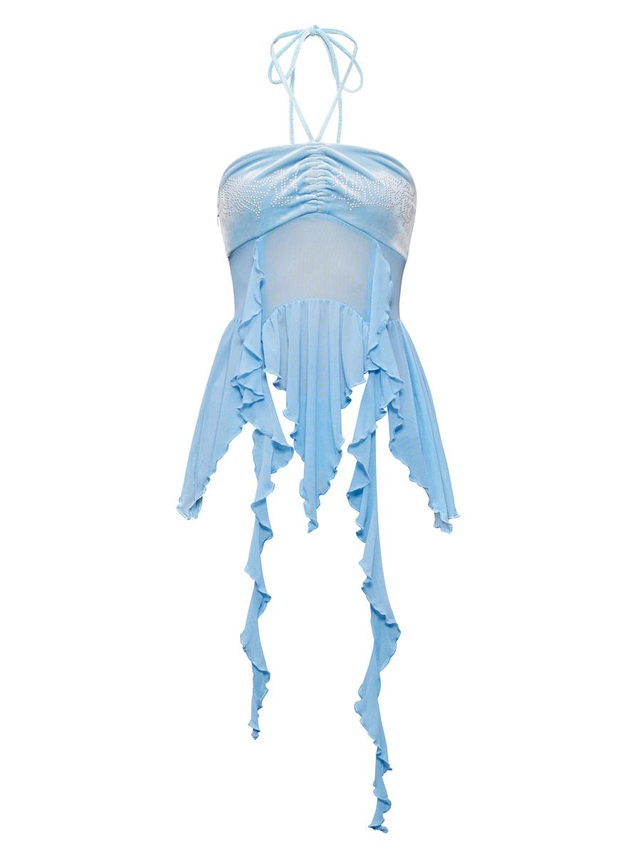 Rivet Hot Stamped Velvet Strap Top