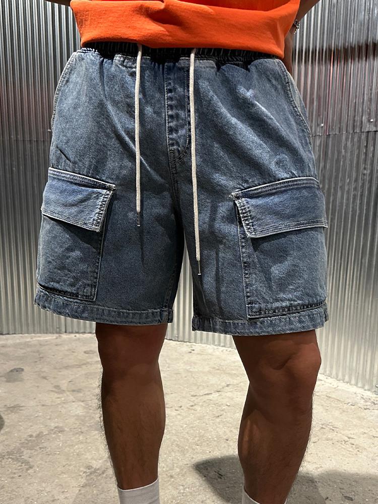 퍼슨 카고 밴딩 버뮤다 데님팬츠 1COLOR M/L 빅사이즈 오버핏 도프룸