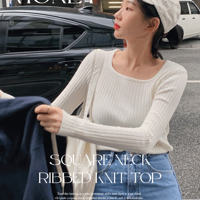 [EVERYWEAR] 모네 스퀘어넥골지니트