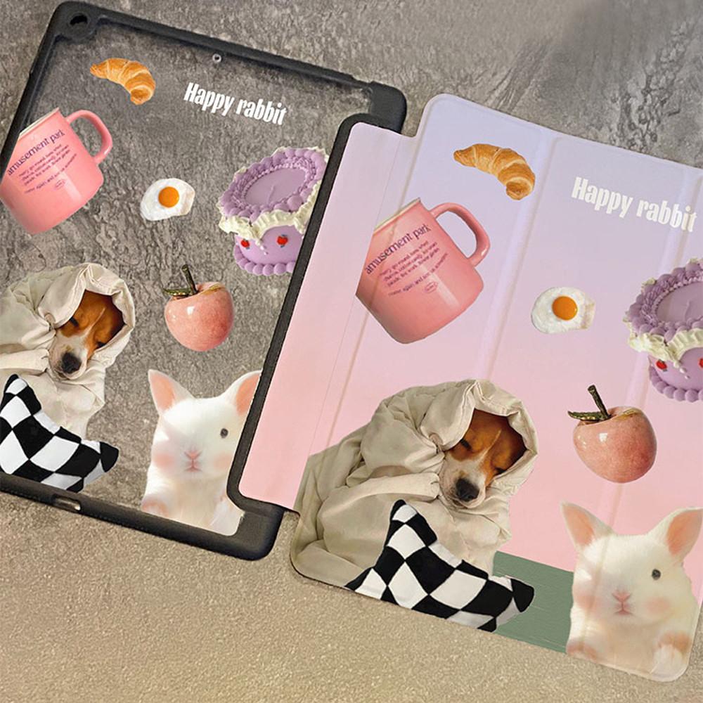 [안티 벤딩 아크릴] 아이패드 멍뭉이 스크랩 삼단접이식 펜슬 수납 투명 아이패드케이스