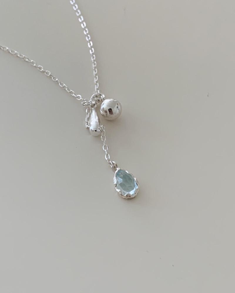 실버925 블루리버 블루토파즈 원석 은 목걸이 : 폴아이마이미