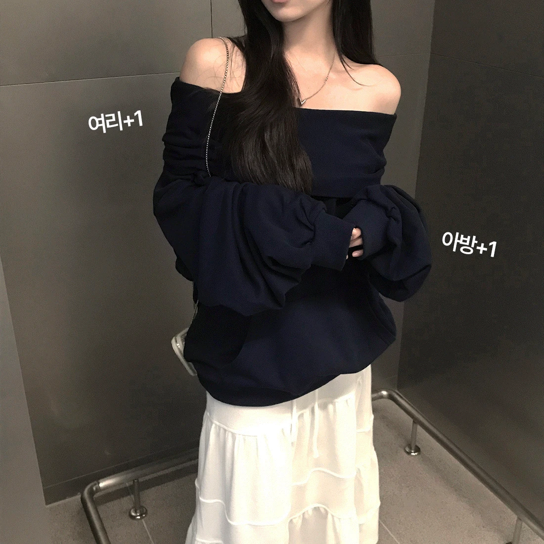 [문의대란🩶] 온오프 투웨이 오프숄더 & 긴팔 후드티 - t