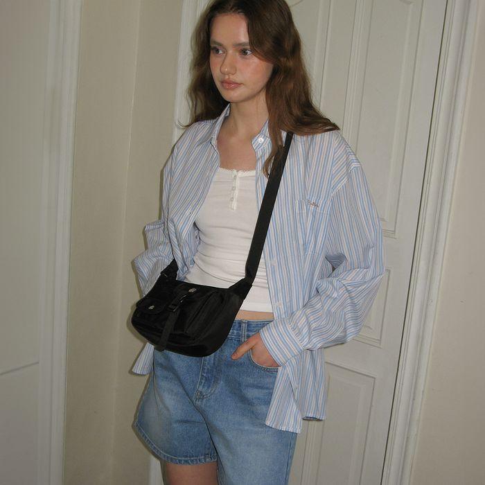 Jade Stripe Over-Fit Shirt - Light Blue