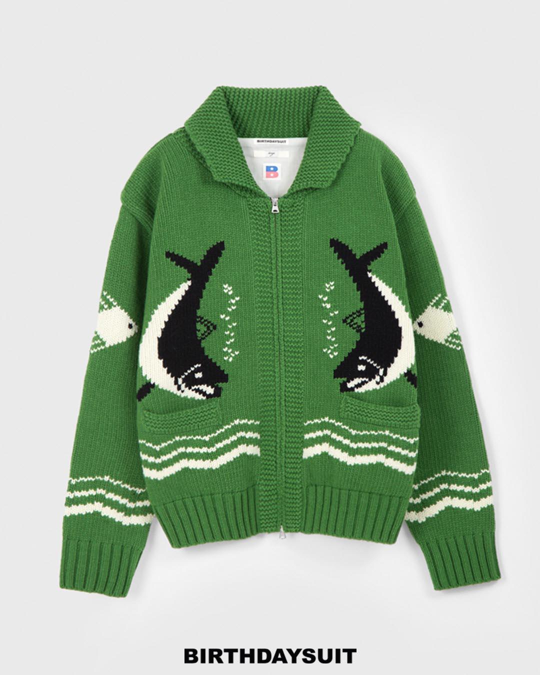 LAMBSWOOL COWICHAN CARDIGAN (GREEN)