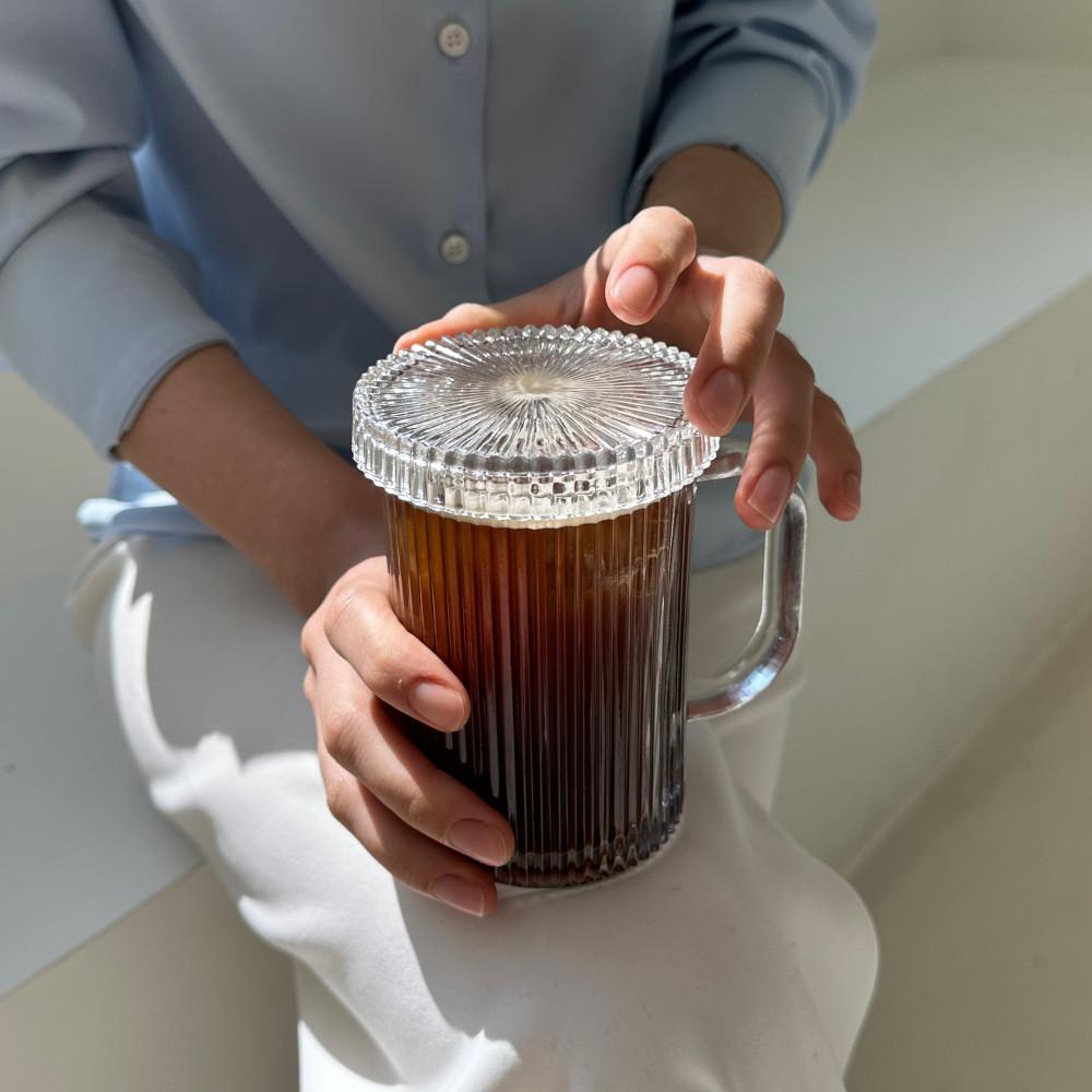 플리츠 아이스커피잔 카페 유리컵 맥주 하이볼 잔 400ml