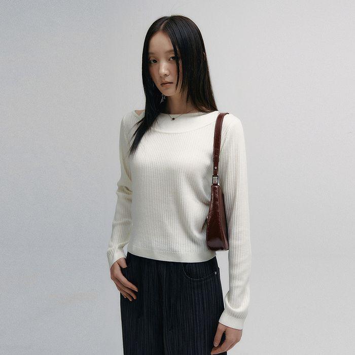 Slim Ribbed Layered Knit (Ivory)
