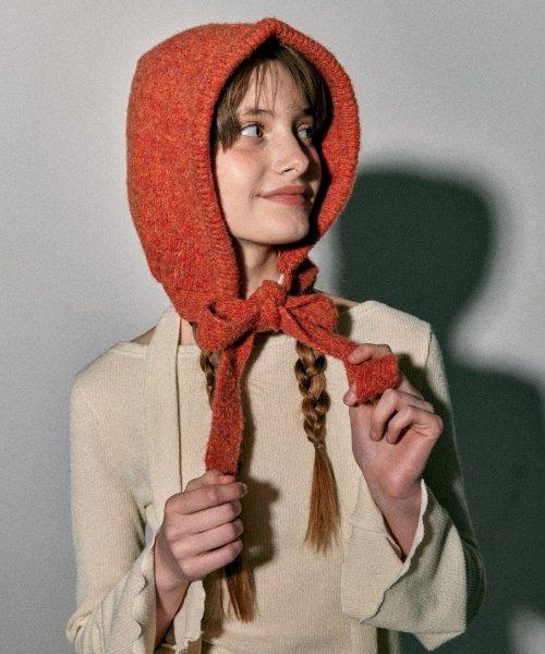 MIXED RIBBON BALACLAVA_ORANGE RED