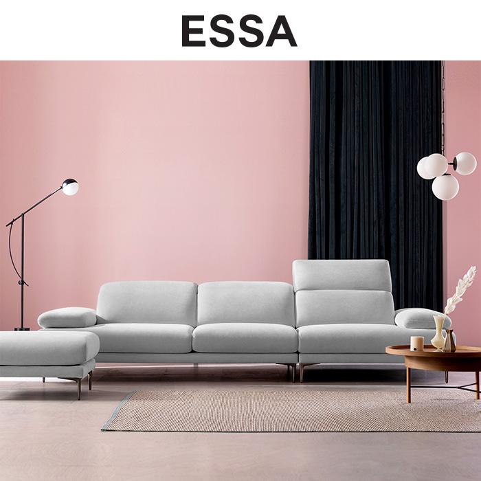 [에싸] [스툴증정]에블린 4인 헤드기능 리브 패브릭 소파+스툴
