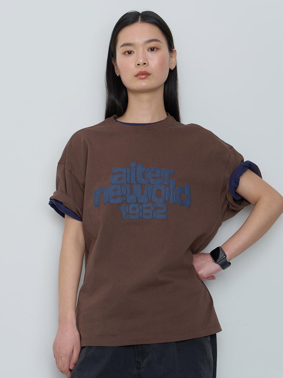 Volume Print T-Shirt_Brown