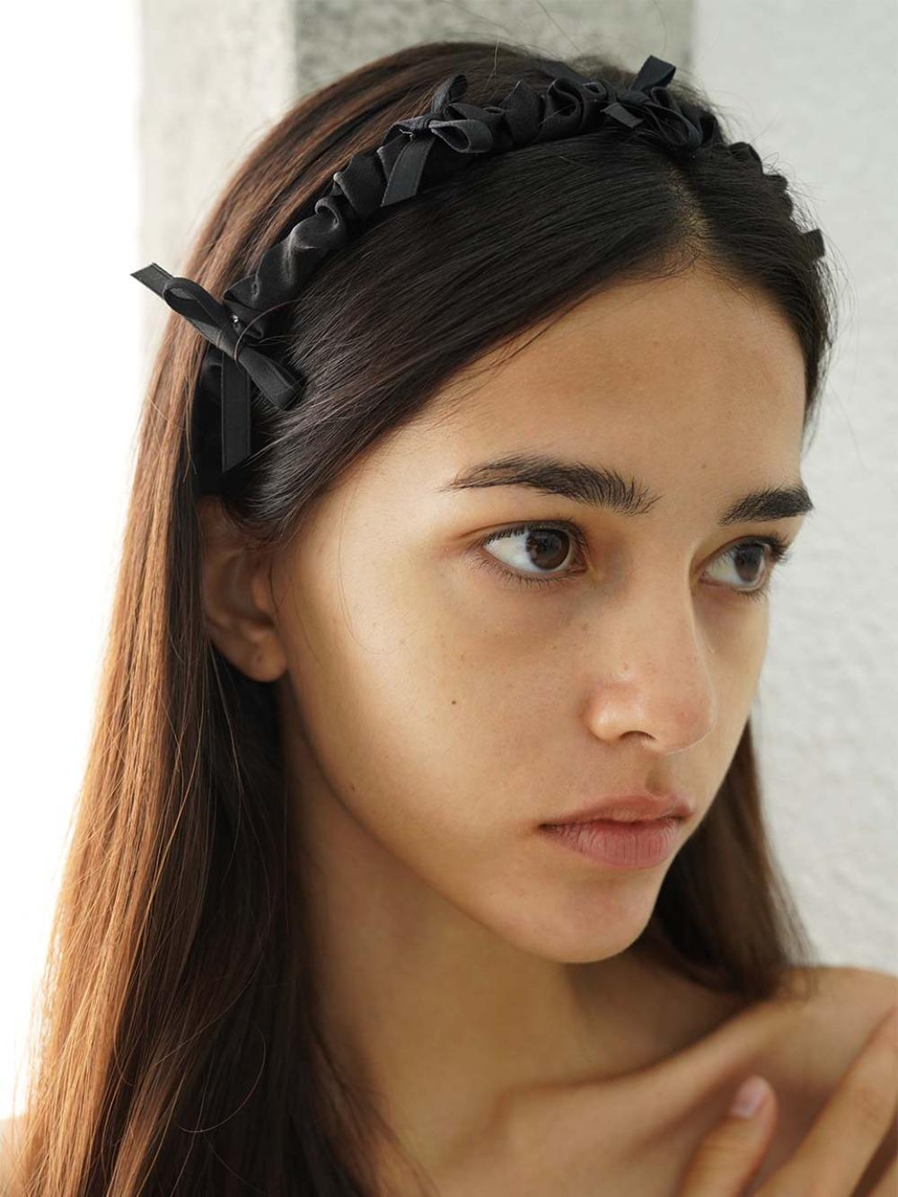 satin petit ribbon hair band 5.1 - noir