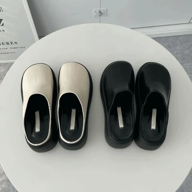 [🖤블프할인!/굽6cm] 둥근코 플랫폼 (2color) / 블로퍼 뮬 쪼리 웨지 통굽 키높이 슬리퍼 굽슬리퍼 키작녀 폭신폭신