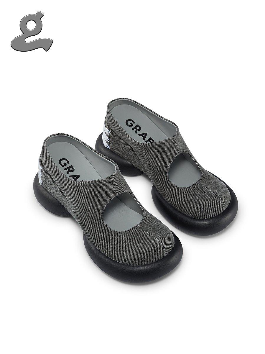 Black Hollow Out Collar Platform Wedge Heel “CORSET”