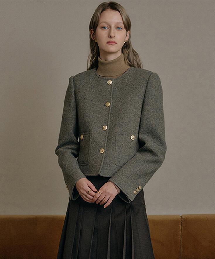 베이비 알파카 트위드 자켓 / BABY ALPACA TWEED JACKET_2colors