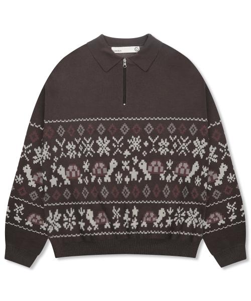 GNT049 터틀즈 페어아일 노르딕 니트 (BROWN)