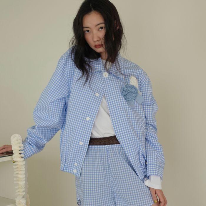 MJ M.C UNISEX, Cotton Check Blouson / Blue