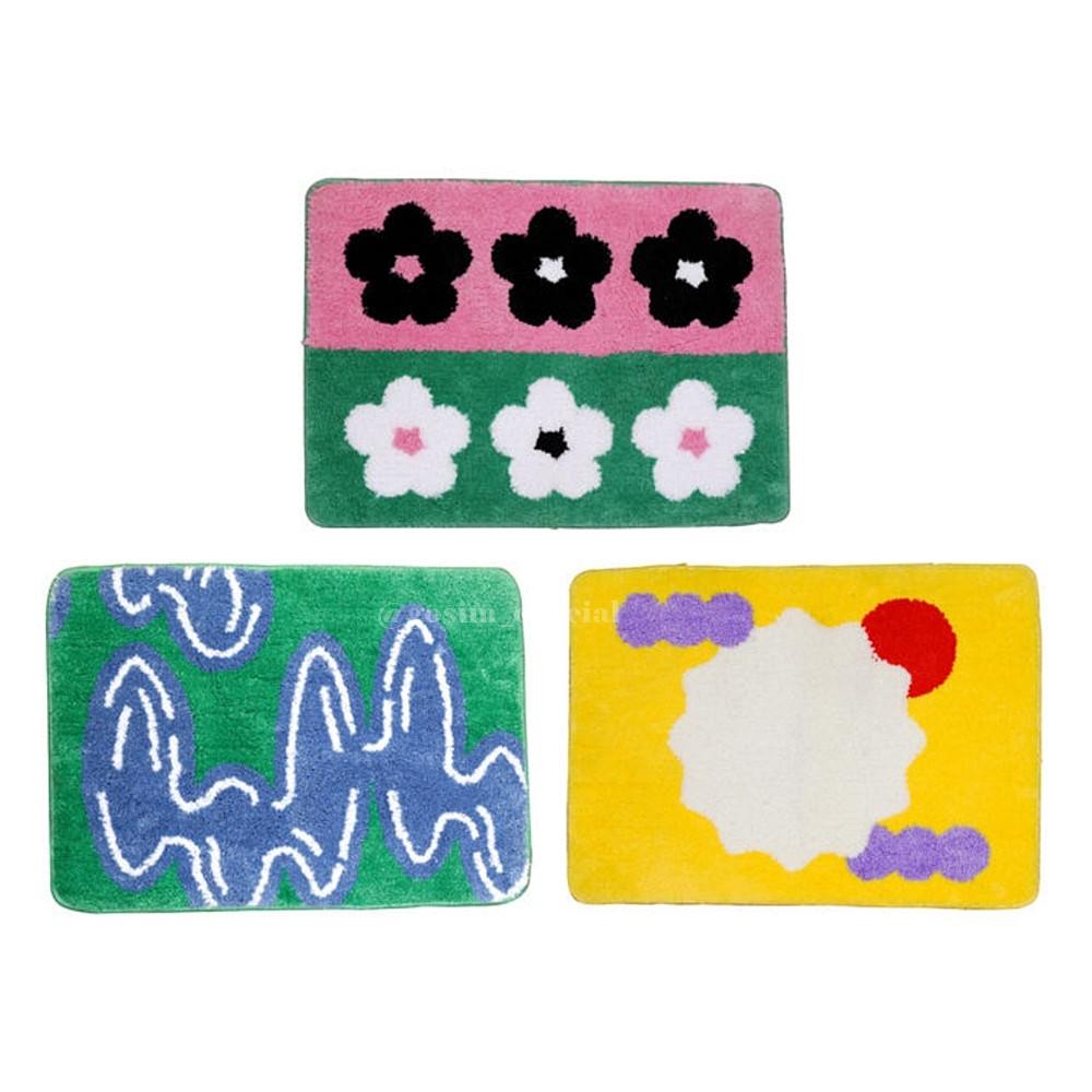 플라워 미드센츄리 발매트 러그 현관 소파 침대 화장실 러그 70X50cm