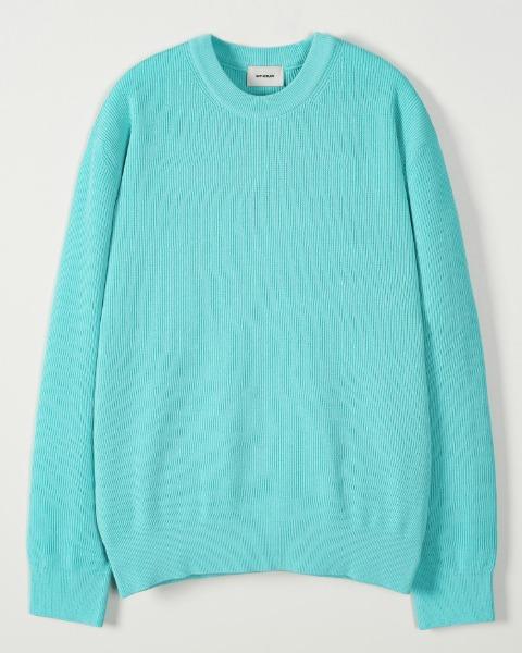 [INTHERAW] COTTON RIB KNIT CREWNECK (TIFFANY BLUE)