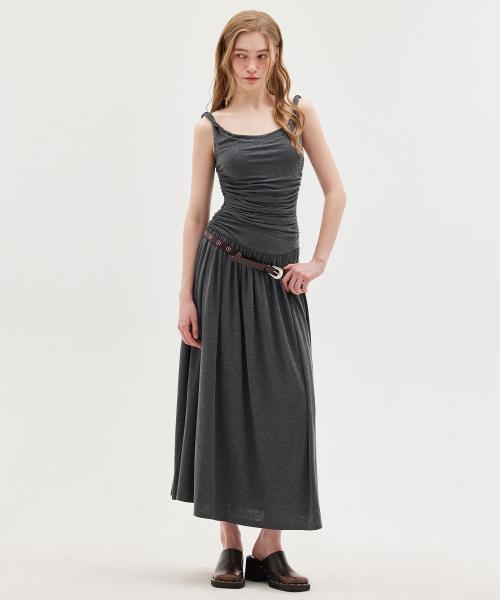 TWISTED SHOULDER LONG DRESS_T513DS502