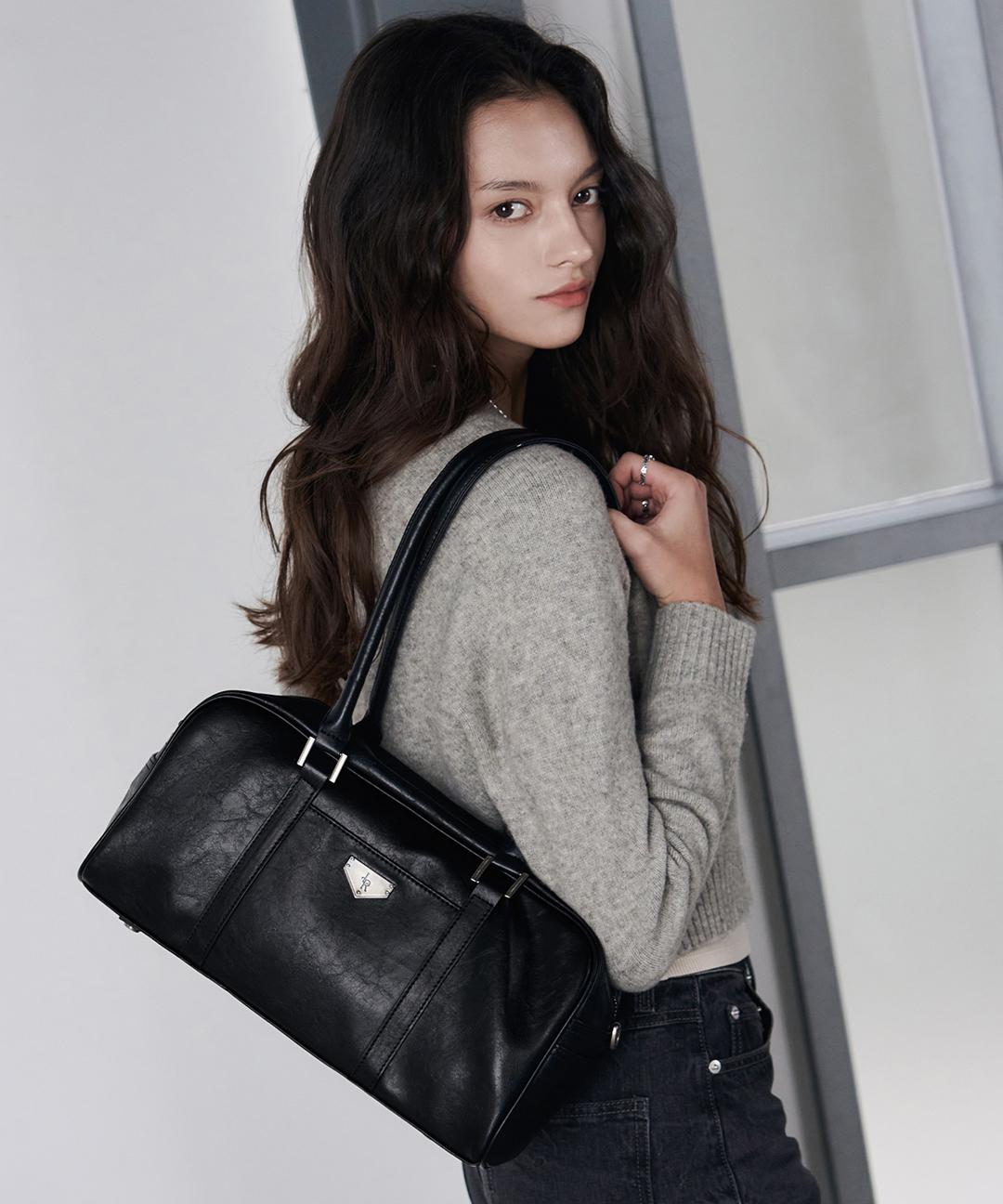 레더리 보스턴 레더 숄더백 [BLACK]
