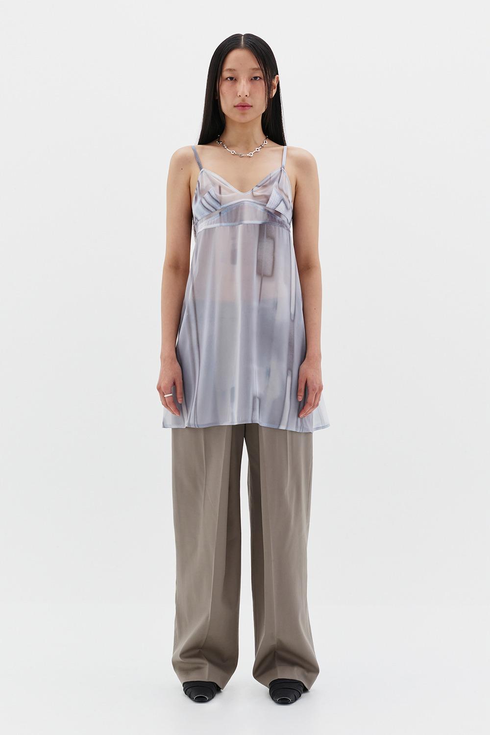 NEW SEE-THROUGH STITCH DRESS - GREYISH PRINT