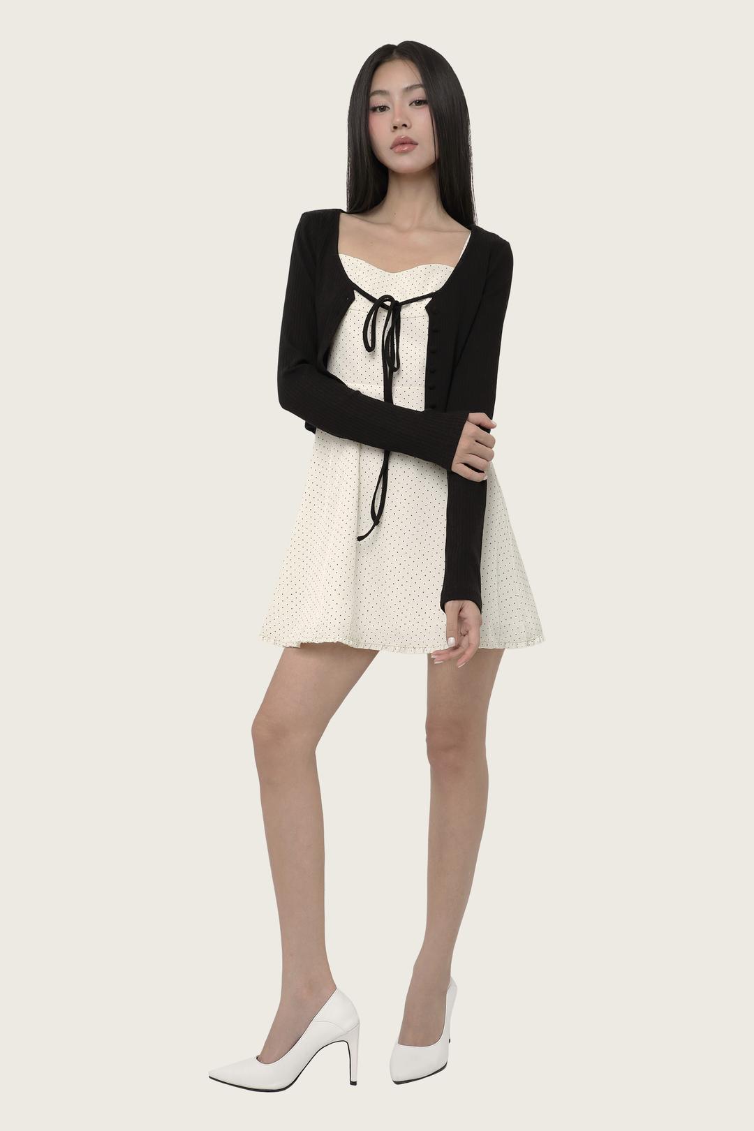 Heartstrings ribbed cardigan, Black