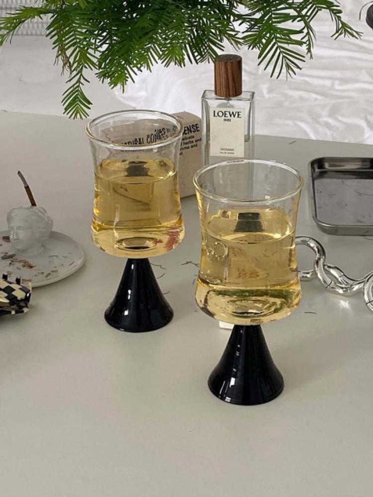 드로우데이 투톤 와인글라스 블랙 미니 고블렛잔 와인잔