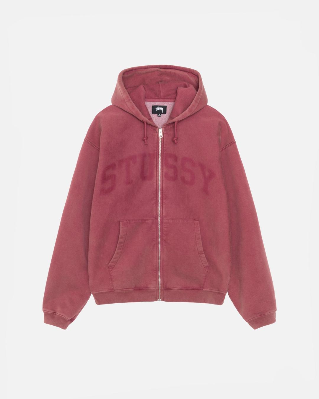 ZIP HOODIE FADED GRAPHIC - Burgundy / S