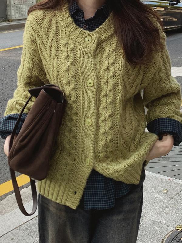 슬로우앤드 [오늘드림🚚] #SLOWMADE. 마스 피셔맨 케이블가디건 - 3 color