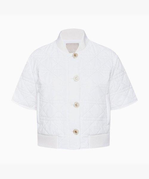 퀼팅 패딩 반팔 아우터(화이트)