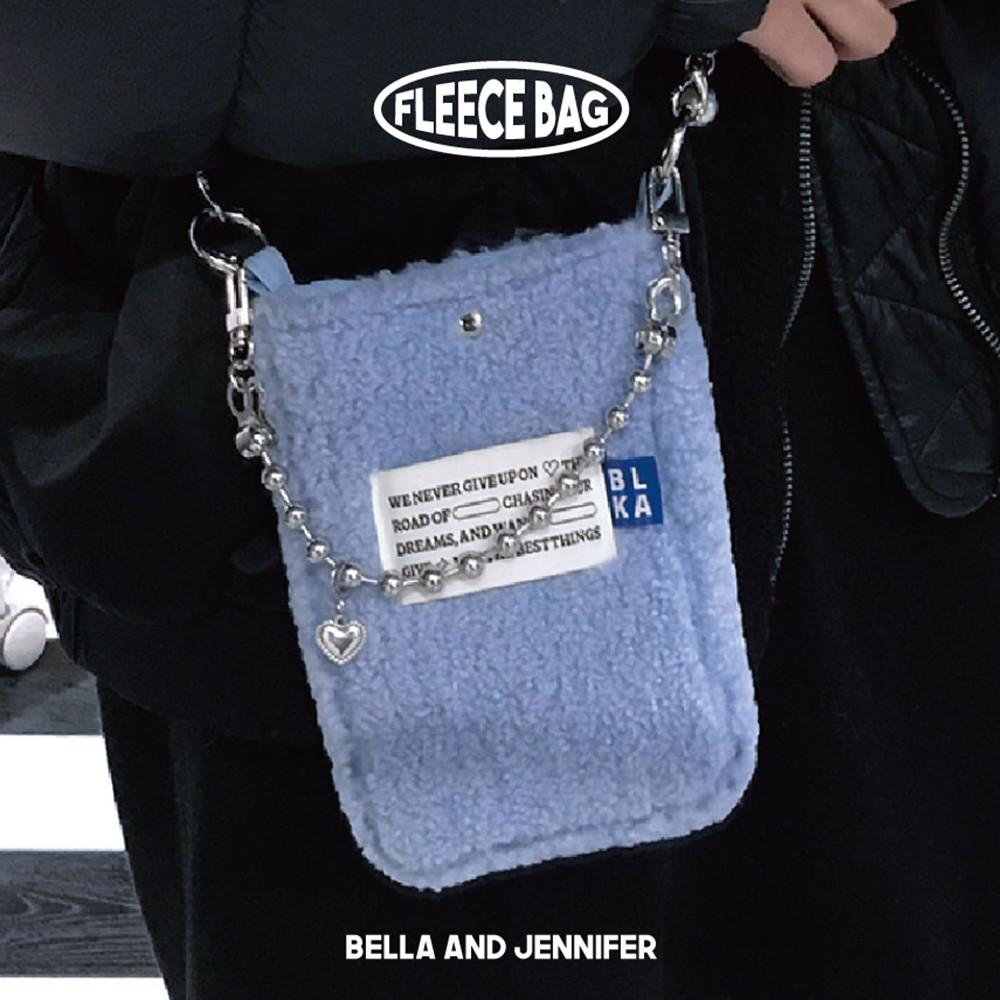 양털 플리스 미니 크로스백 6colors 유니크 키치 퍼 가방 체인 스트랩 소지품 파우치