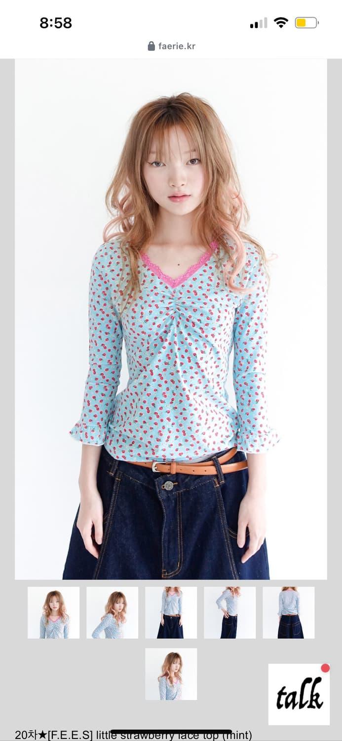 샵 페어리 딸기 티샤츠(little strawberry lace top) | 후루츠패밀리