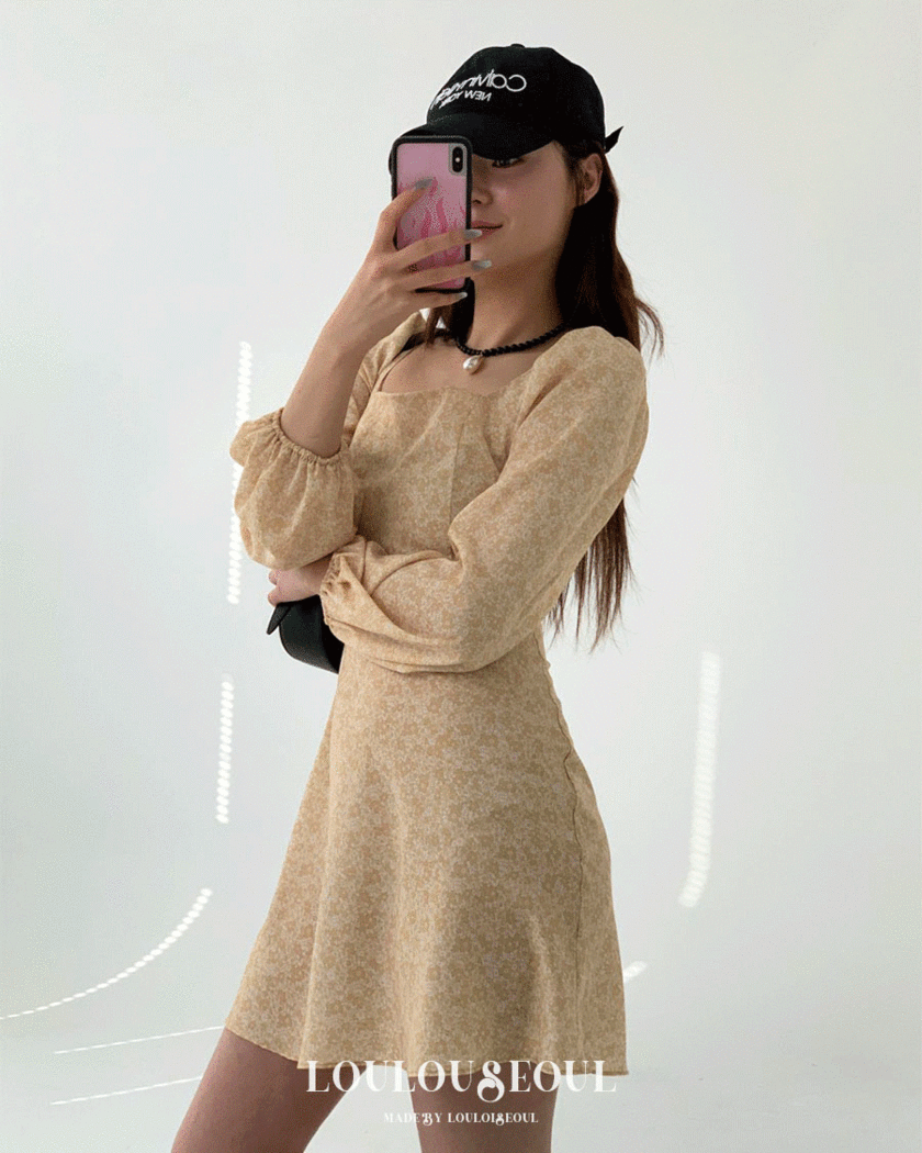 (L/S Collection) Fine Flower Puff [Mini] Dress_파인 플라워 퍼프 미니 드레스