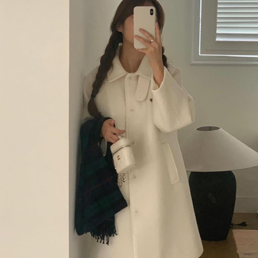 리터 캐롤 알파카코트 울코트 LITER 3온스 누빔안감 하프 겨울 아이보리