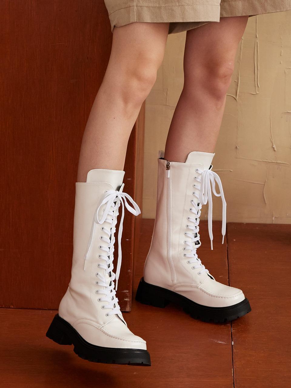 롱 레이스업 하이탑 워커부츠 (WHITE)