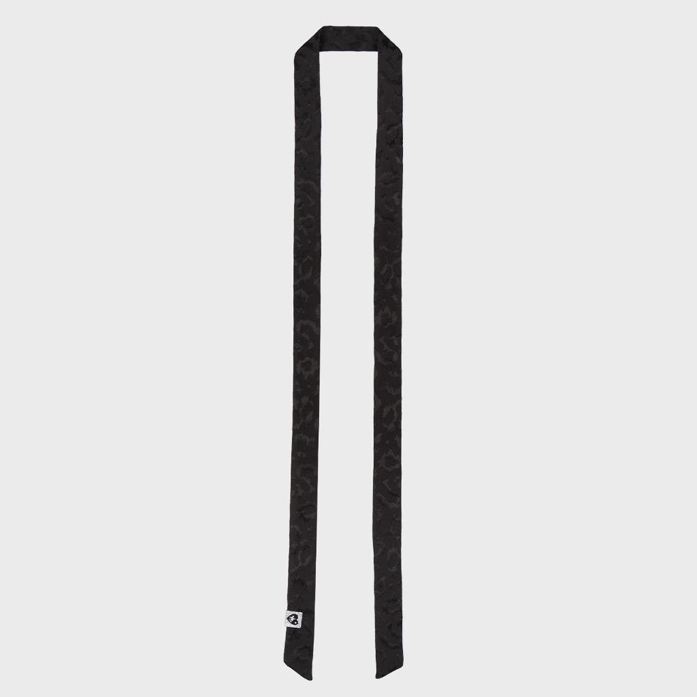 JACQUARD LEOPARD LONG TIE SCARF (BLACK)