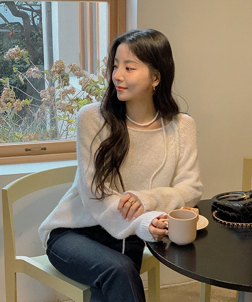 센티오 투웨이 스트랩 라운드 니트(데일리룩/데이트룩)