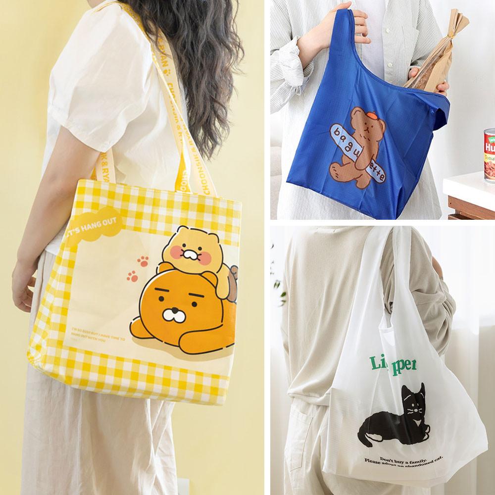 장바구니 시장가방 에코백 귀여운 포켓 바쿠 마켓백